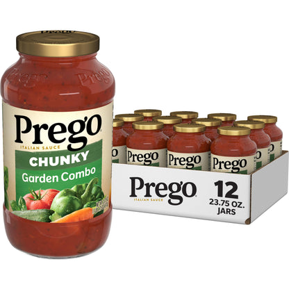 Prego Chunky Garden Combo Pasta Sauce, 23.75 Oz Jar (Case of 12)
