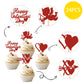 ZHUOWEISM 24 PCS Cupcake Toppers Glitter Heart XOXO Cupid Design 2 Red Bamboo Small Party Decorations