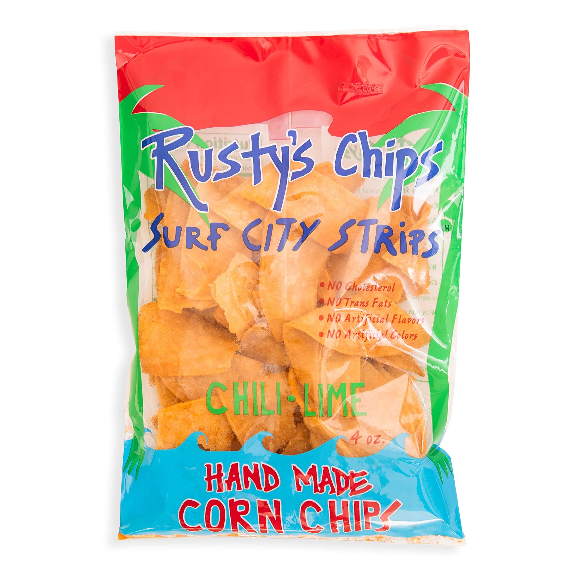 Rustys Chips Handmade Chili Lime Tortilla Chips, Gluten Free, Non-GMO, Vegan, 4 oz (Pack of 12)