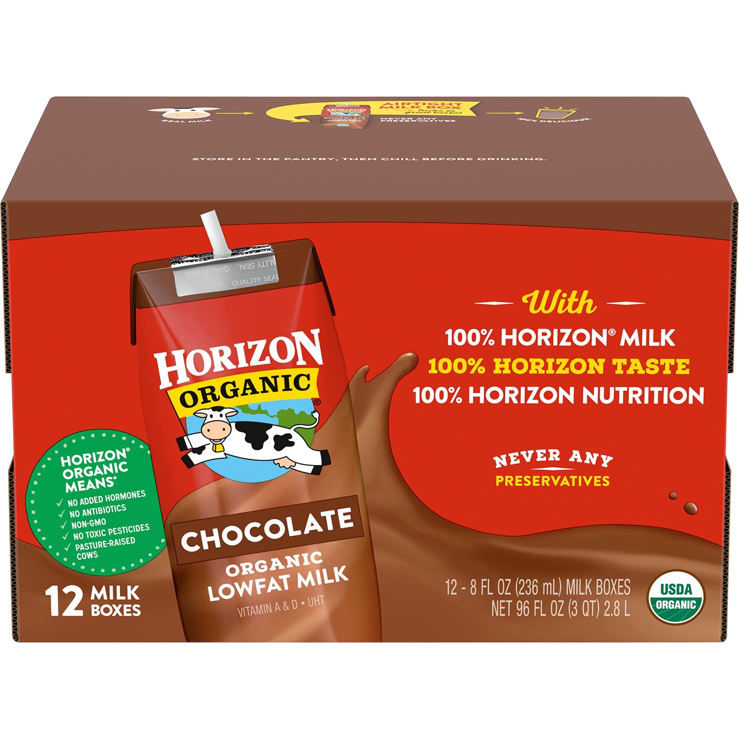 Horizon Organic Shelf-Stable 1% Low Fat milk Boxes, Chocolate, 8 oz., 12 Pack