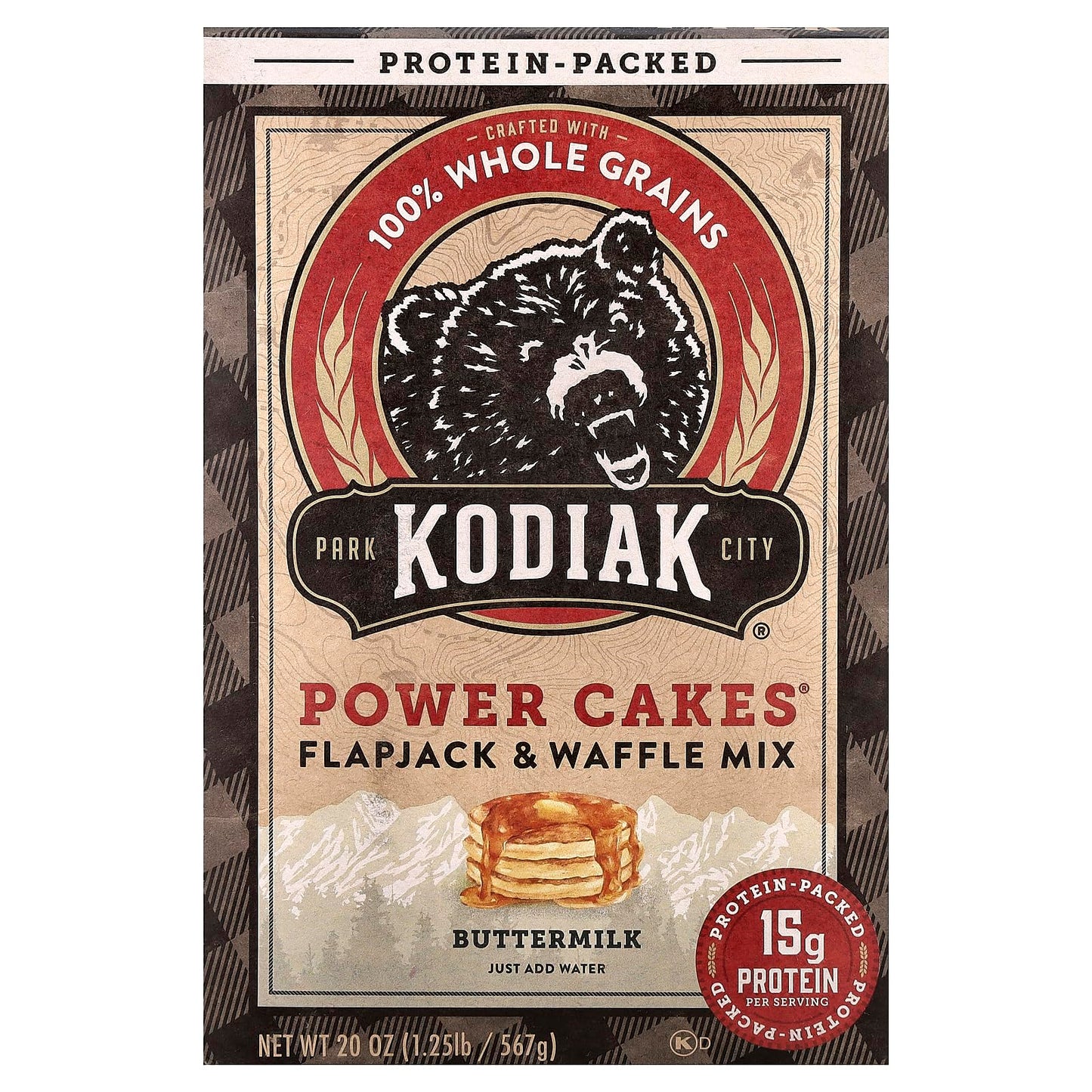Kodiak, Power Cakes Flapjack and Waffle Mix, 20 Ounce