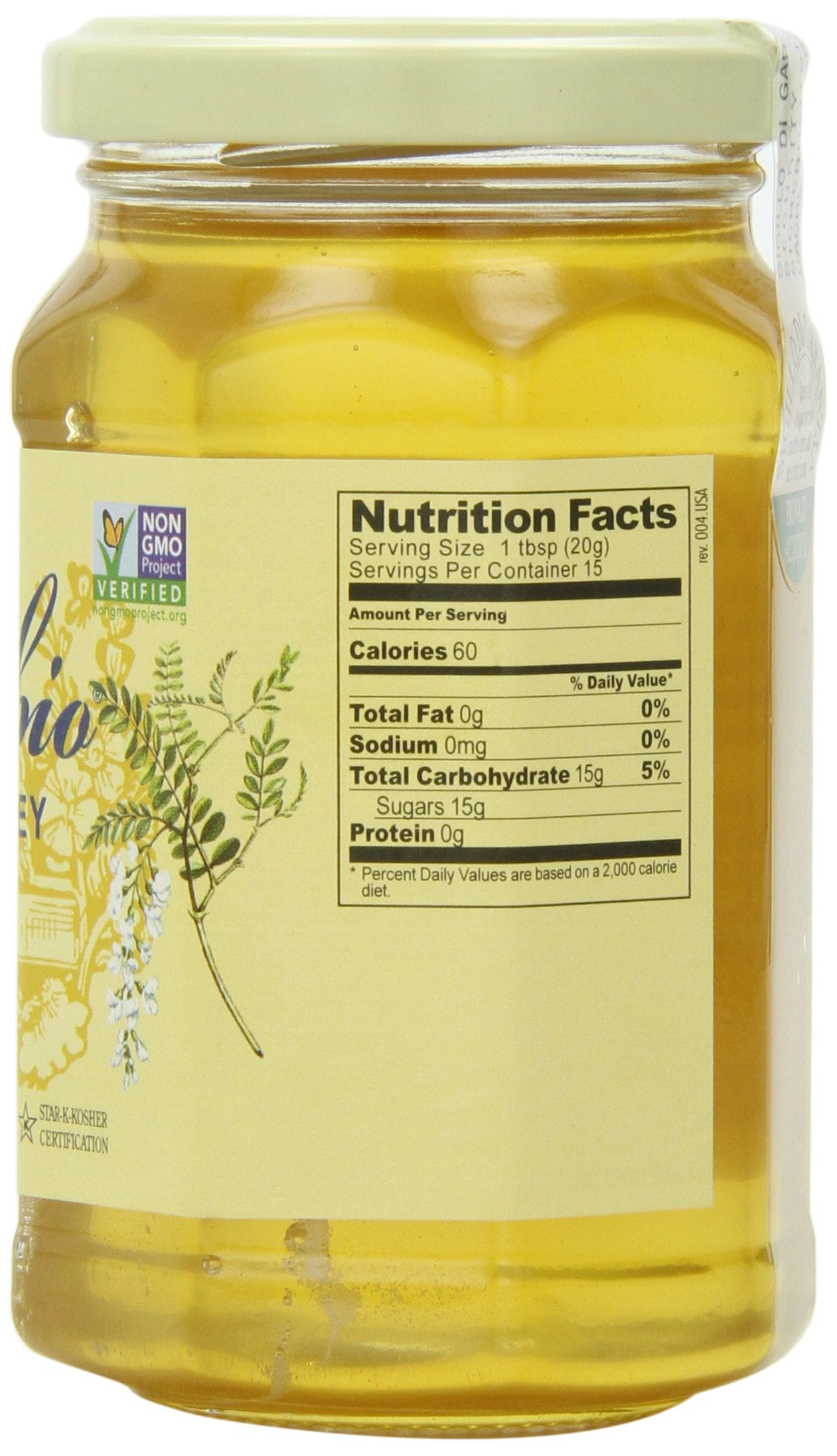 Rigoni di Asiago Mielbio Italian Raw Honey, Acacia, 10.58 Ounce, Yellow, 1 Pack
