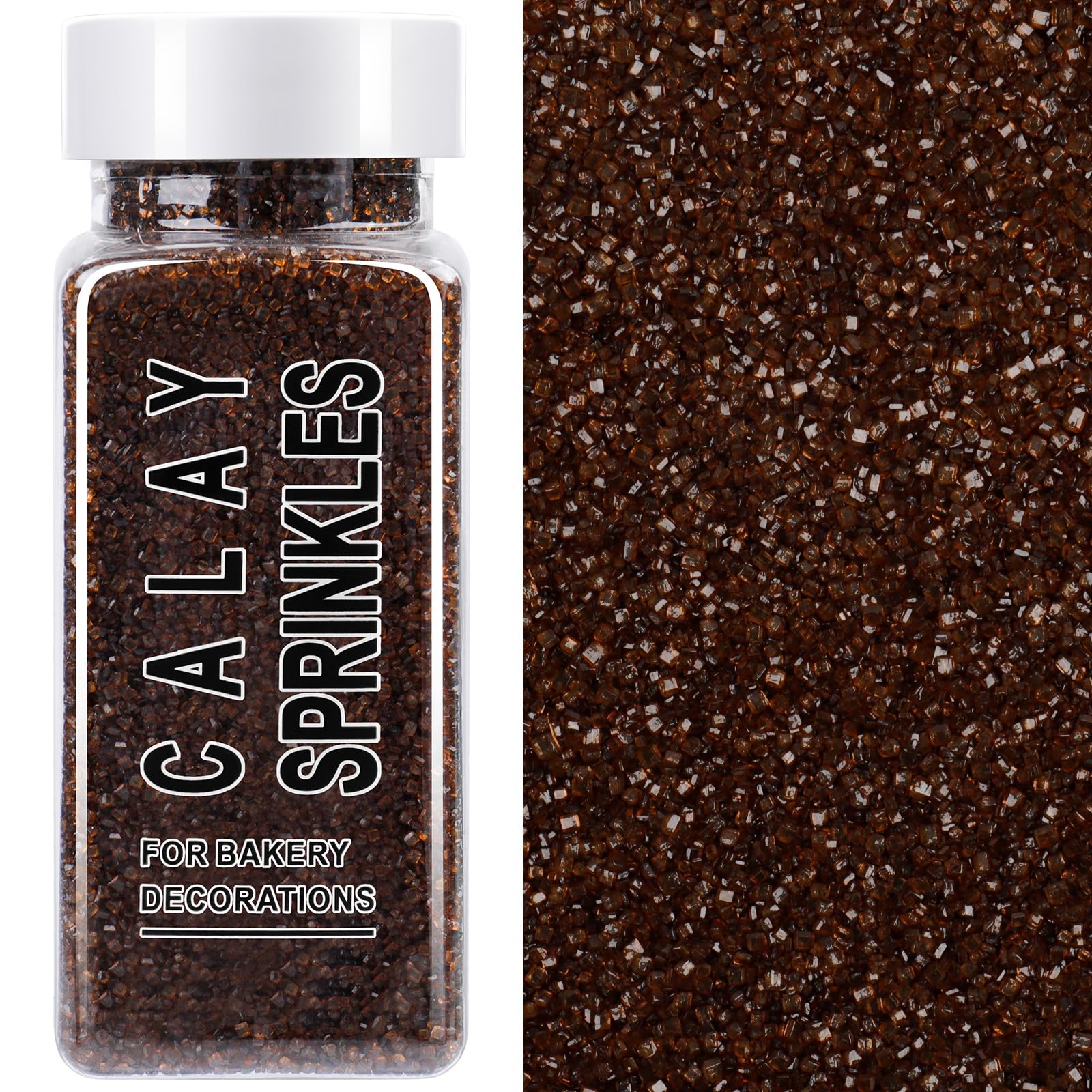 Brown Sanding Sugar Sprinkles, 4.6 oz Edible Sparkling Sugar Crystals for Baking Topping, Chocolate, Cupcakes, Cookies, Ice Crea