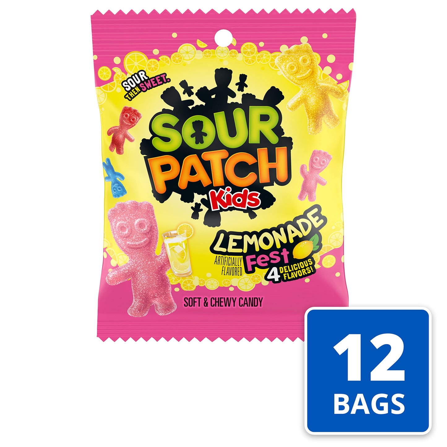 Sour Patch Kids Lemonade Fest Soft & Chewy Candy, Bulk Candy, 12-3.61 Oz Bags