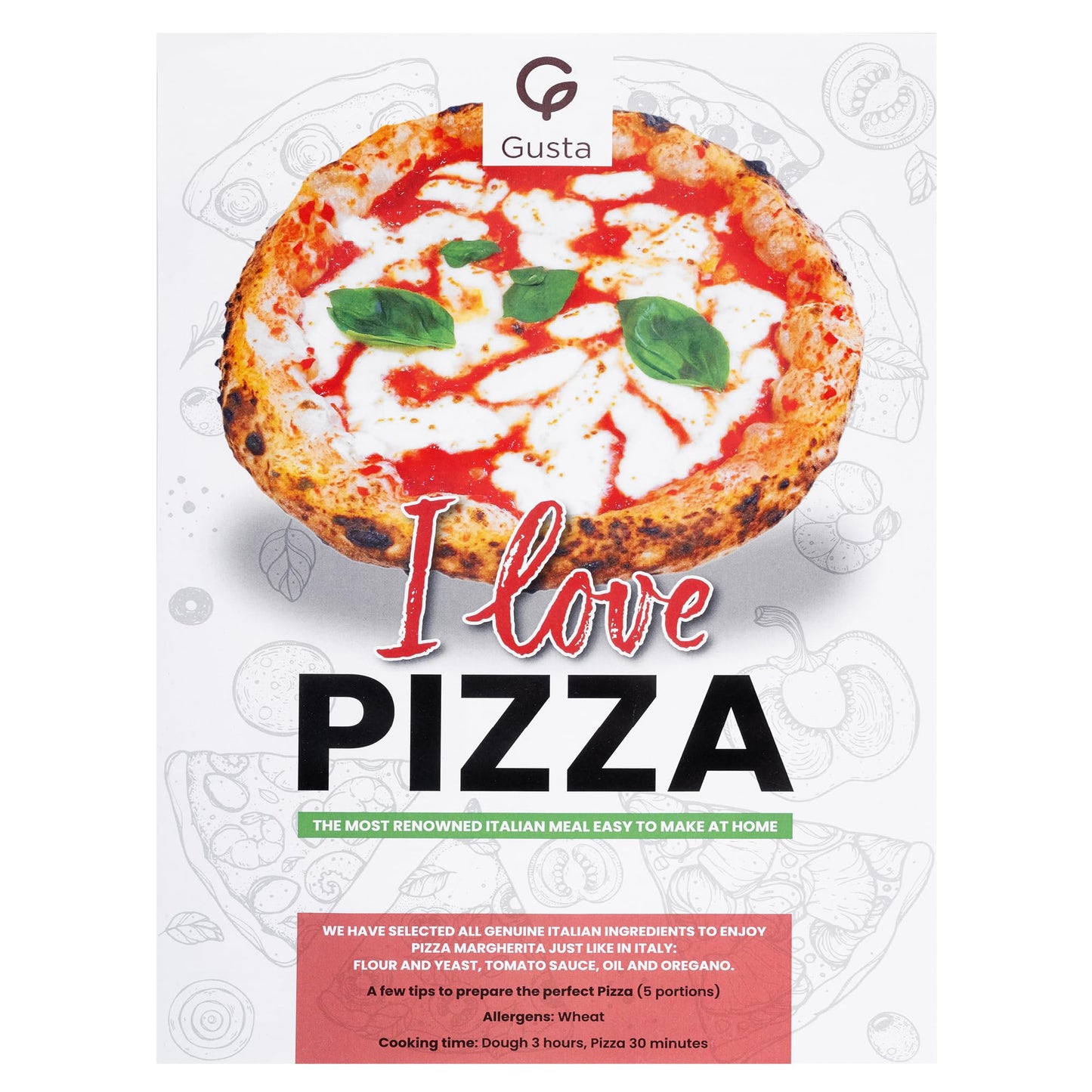 GUSTA Pizza Meal Kit - Gourmet Italian Food - Serves 5 - Authentic 00 Italian Flour - 5 Piece Set