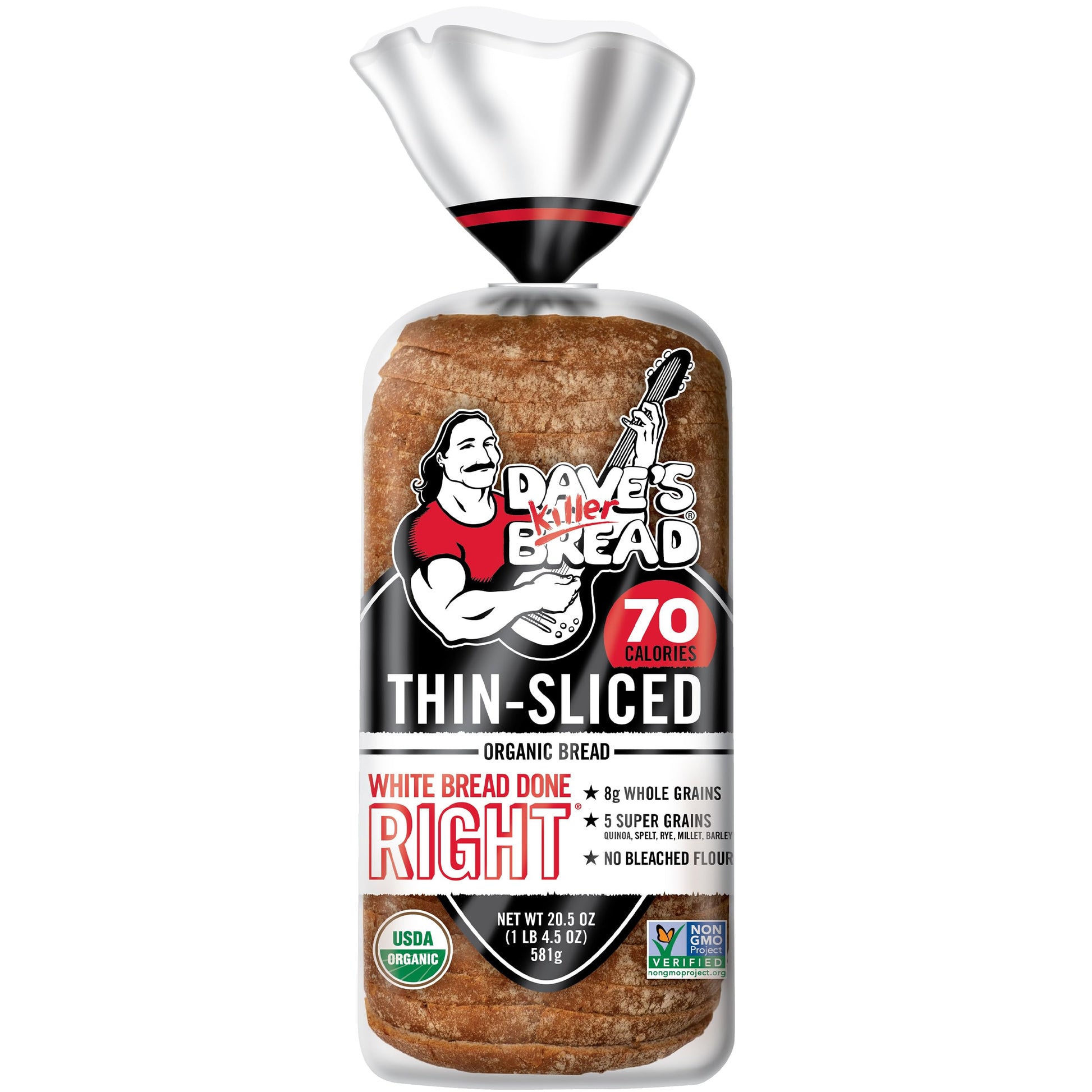 Daves Killer Bread White Bread Done Right Thin-Sliced, Organic White Bread, 20.5 oz Loaf