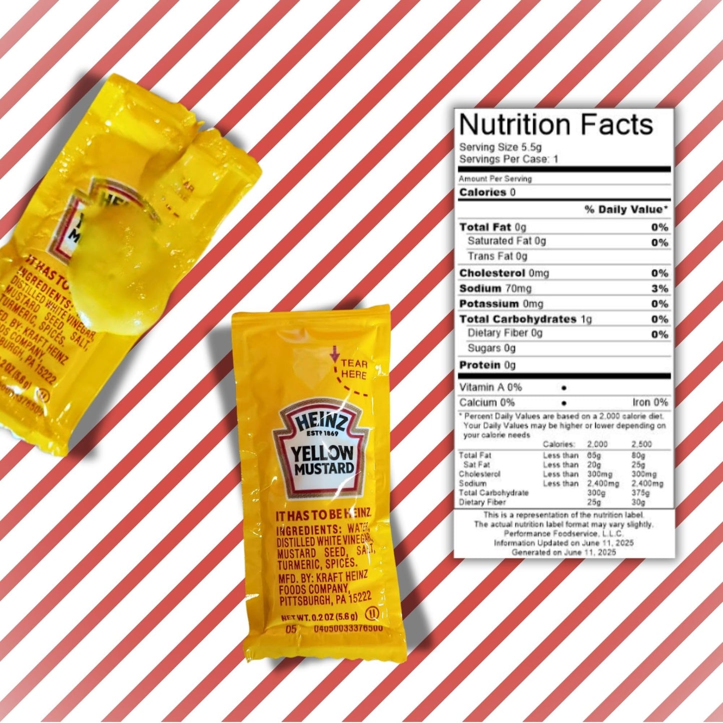 Gift Set - Yellow Mustard Packets 25 Count (5.6g Each) with Spreader in Resealable Slide Seal Bag by CMC Products (25 Packets, M