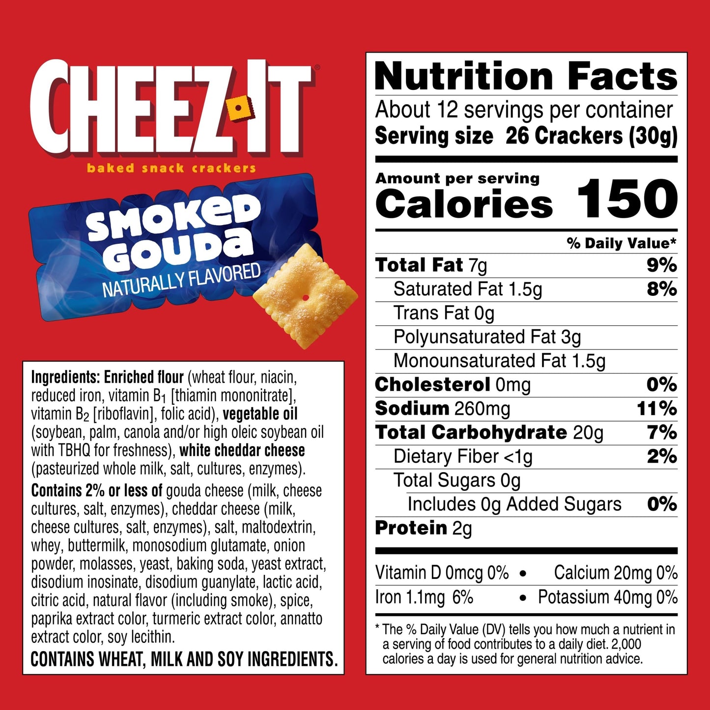 Cheez-It Baked Snack  ers, Smoked Gouda Flavor, 12.4oz Box