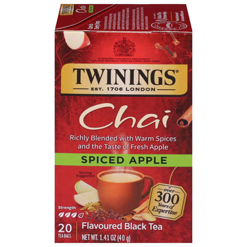 Twinings Spiced Apple Chai Black Tea Individually Wrapped Bags, 20 Count (Pack of 1), Sweet, Savoury Spices, Caffeinated, Enjoy 