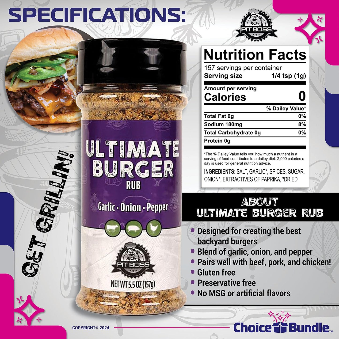 Pit Boss BBQ Mixed Seasoning Spice & Rub Bundle, 4 Pack (22 oz) with Guide & Keychain Opener