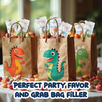 50 Dinosaur Candy Bracelets With Dinosaur Pendants, Dino-Lover Candy Jewelry, Ideal For Dino Party Favors And Goodie Bags, Bulk