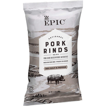 Epic Provisions Sea Salt & Pepper Pork Rinds Keto Friendly, Paleo Friendly, 2.5 Oz