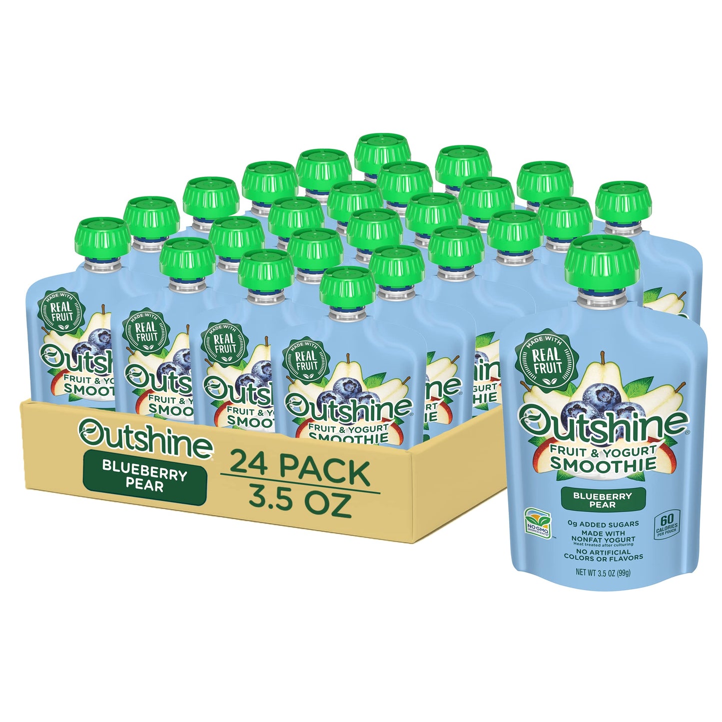 Outshine Fruit & Yogurt Smoothie Blueberry Pear, 24-Pack of 3.5oz Fruit & Yogurt Pouches