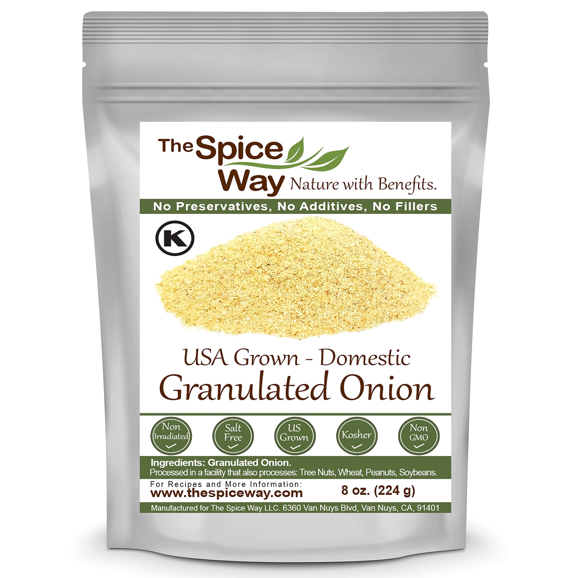 The Spice Way Onion Granules - Domestic Granulated Onion (8 Oz) A Coarse Powder, Grown And Packed In The Us.