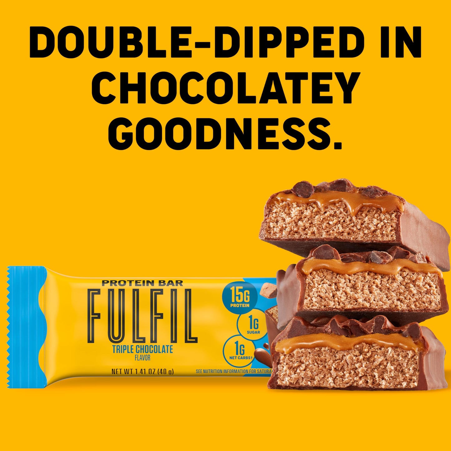 Fulfil Protein Snack Bars, New Recipe Triple Chocolate, 15G Protein, Pantry Staples, 12 Count, Packaging May Vary