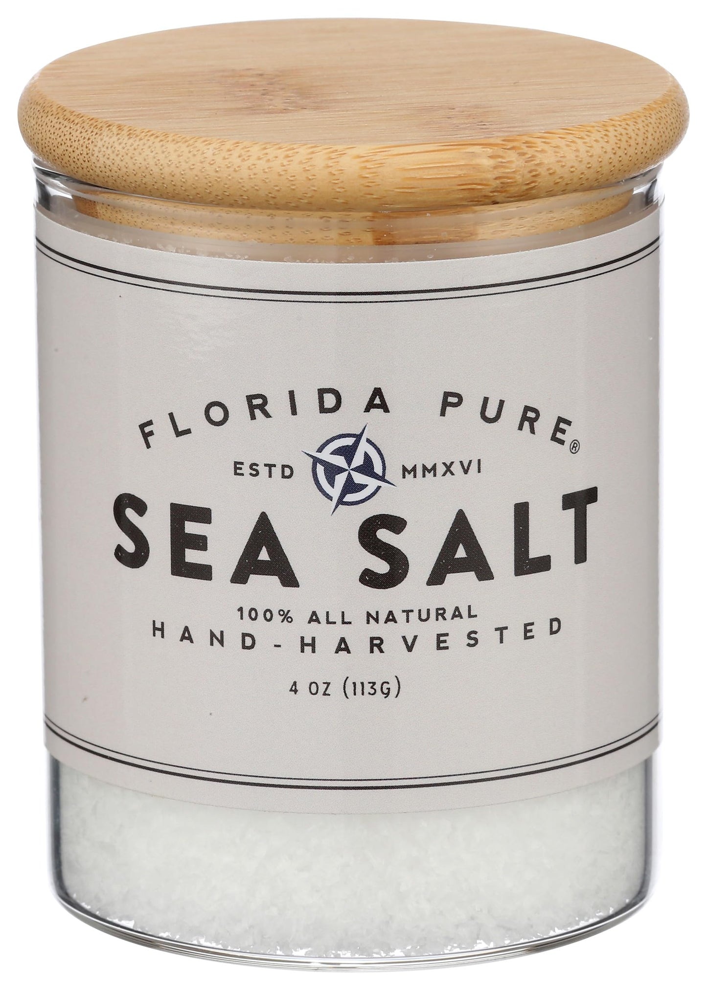 Florida Pure Sea Salt - Natural Unrefined 80+ Minerals - 4 oz Jar