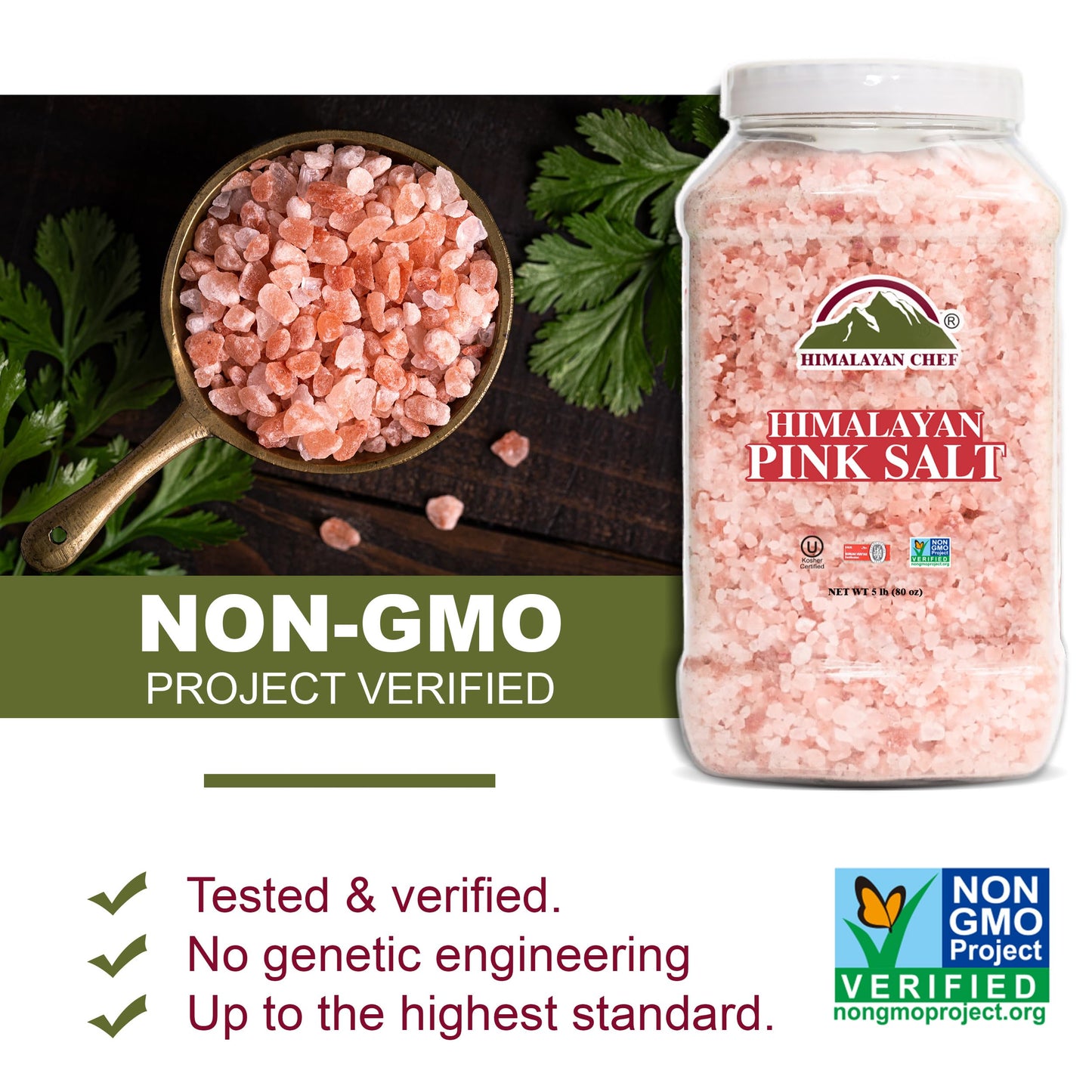 Himalayan Chef Pink Himalayan Salt Coarse Grain - 5 lbs Plastic Jar