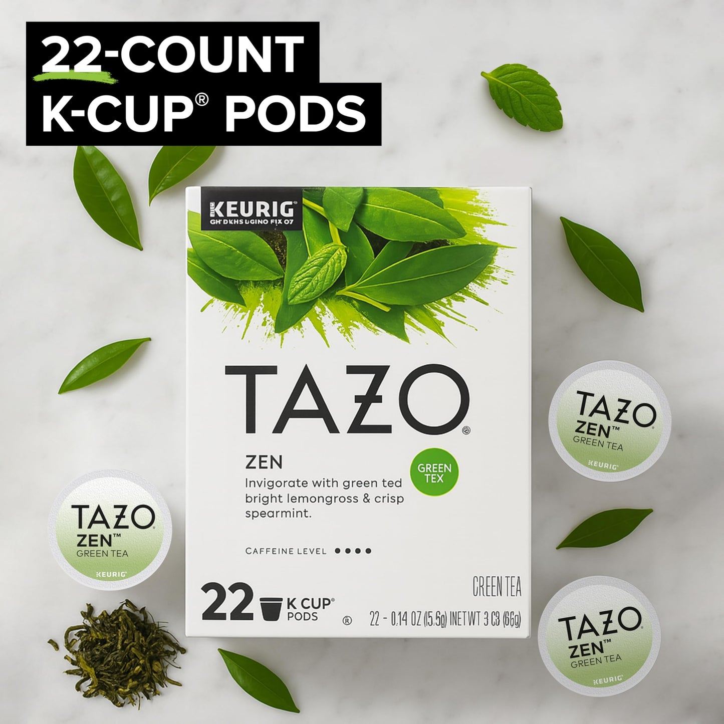 TAZO Green Tea K-Cups, Zen Flavor, 22 Pods, 22 Count, Model 68374886
