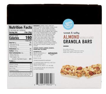 Happy Belly Almond Granola Bars, Sweet & Salty, 1.2 Oz, 6 Count