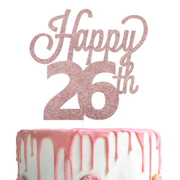 Lingteer Happy 26Th Birthday Cake Topper - Cheers To 26Th Birthday 26 Years Old Birthday Party Cake Decorations Sign.