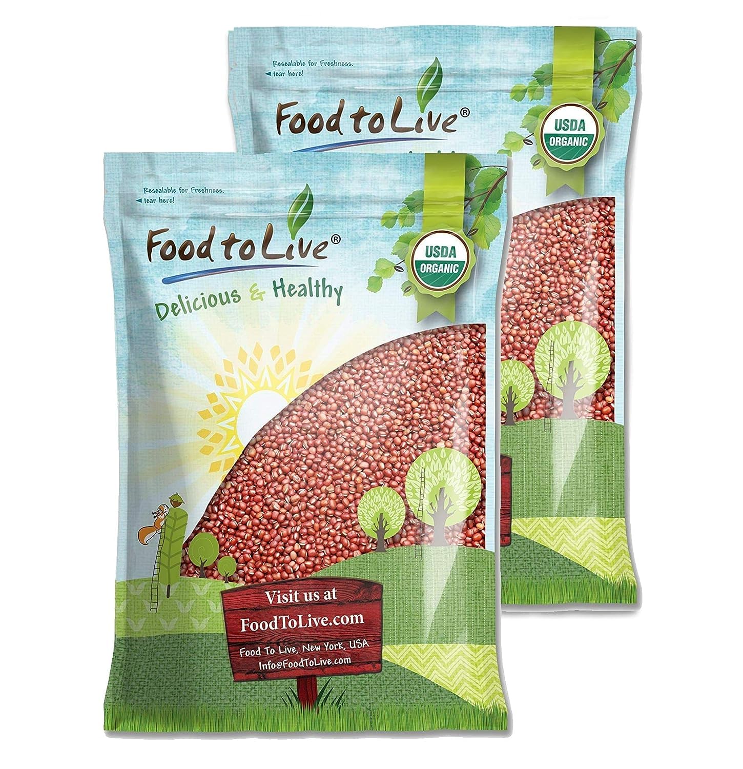 Food to Live Organic Adzuki Sprouting Beans, 20 Pounds - Whole Raw Dried Azuki Beans (Red Mung Beans), Non-GMO, Kosher, and Vega