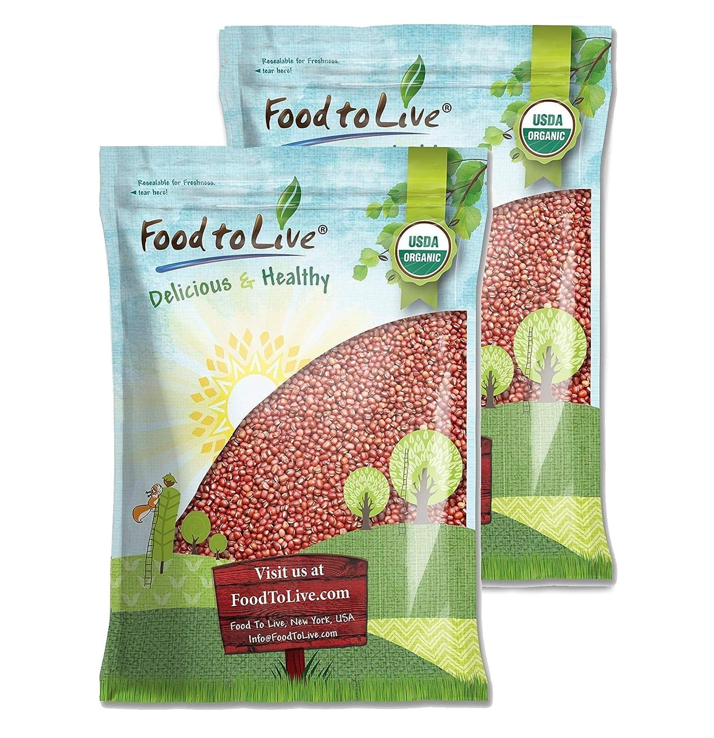 Food to Live Organic Adzuki Beans, 25 Pounds - Non-GMO, Sproutable, Whole Raw Dried Azuki Beans (Red Mung Beans), Vegan, Kosher,