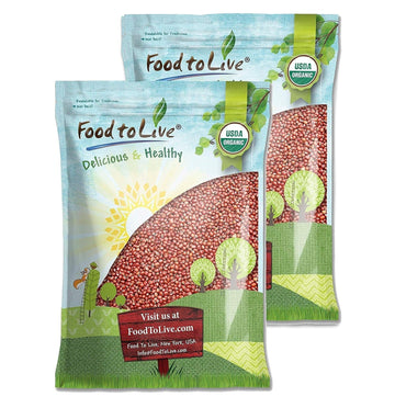 Food to Live Organic Adzuki Beans, 25 Pounds - Non-GMO, Sproutable, Whole Raw Dried Azuki Beans (Red Mung Beans), Vegan, Kosher,