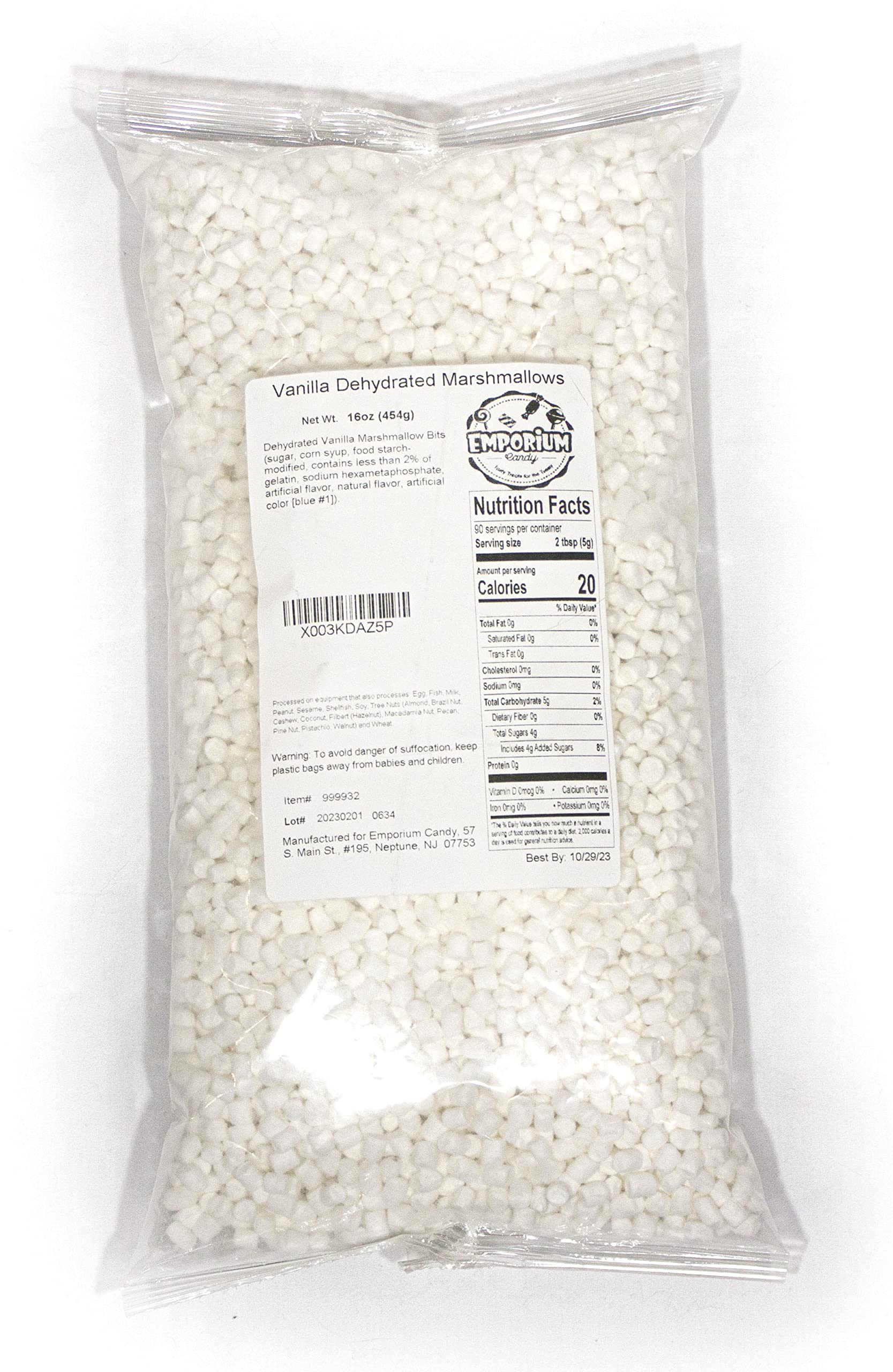 Dehydrated Mini Vanilla Marshmallows - 1 lb of Delicious Fresh Bulk White Marshmallows by Emporium Candy Tasty Treats for the Tu