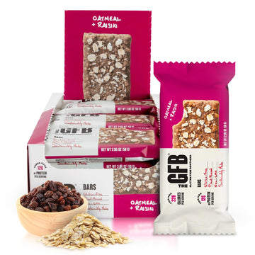 The Gfb Oatmeal Raisin Protein Bars - Gluten Free, Plant Based, Non Gmo, Sustainably Made - Ridiculously Tasty, Healthy, Vegan, 