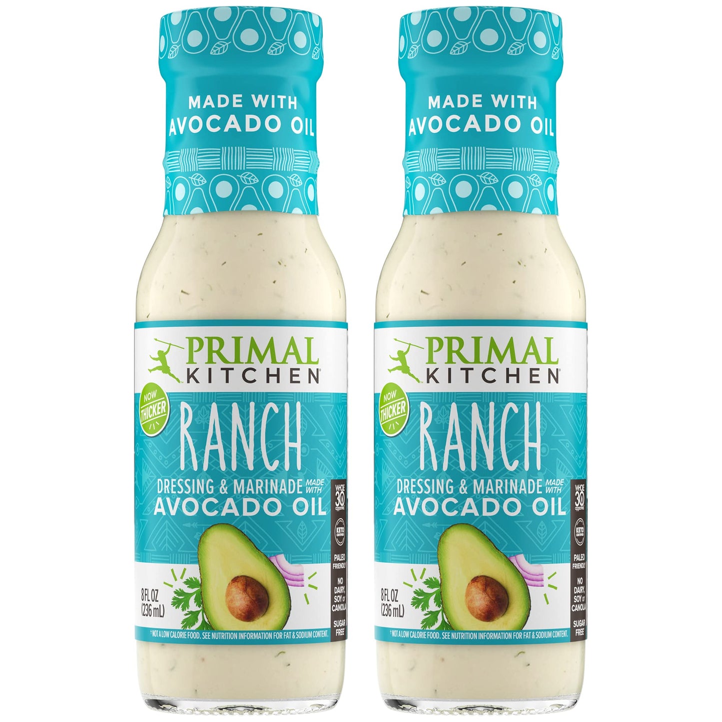 Primal Kitchen Ranch Dressing & Marinade, Made With Avocado Oil And Cage-Free Eggs, 8 Fluid Ounces, Pack Of 2