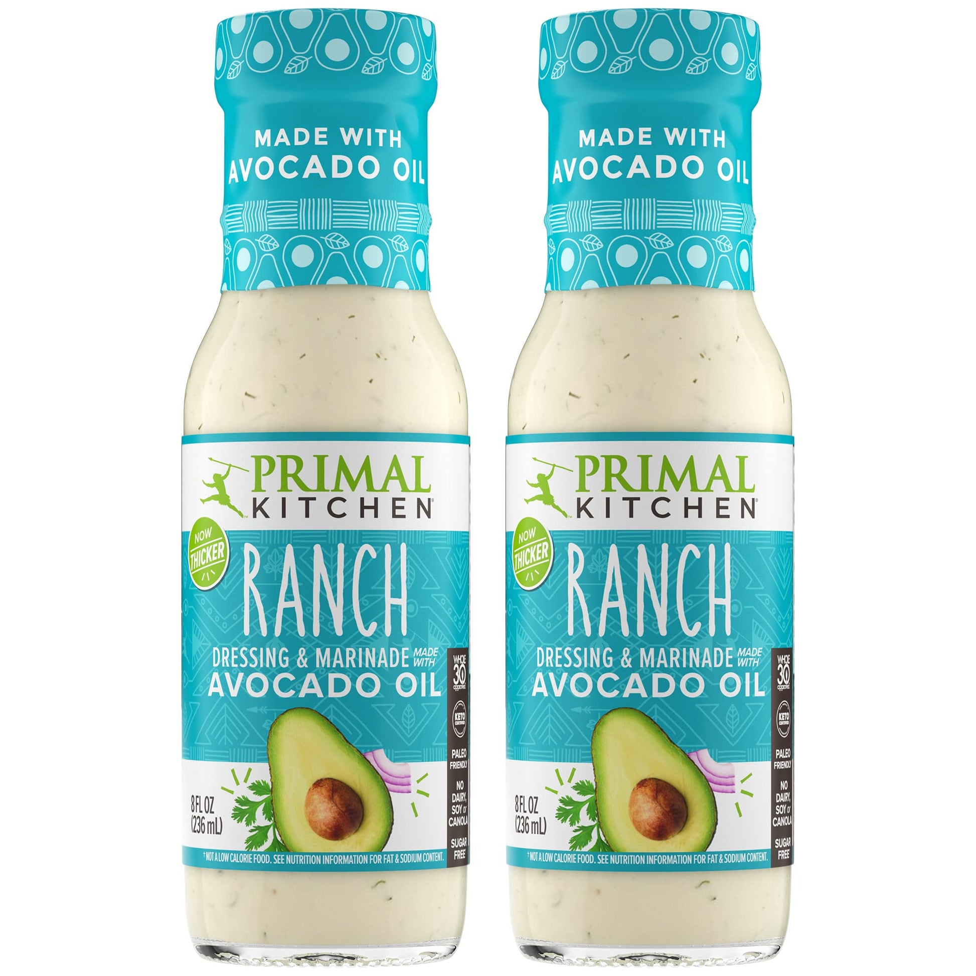 Primal Kitchen Ranch Dressing & Marinade, Made With Avocado Oil And Cage-Free Eggs, 8 Fluid Ounces, Pack Of 2