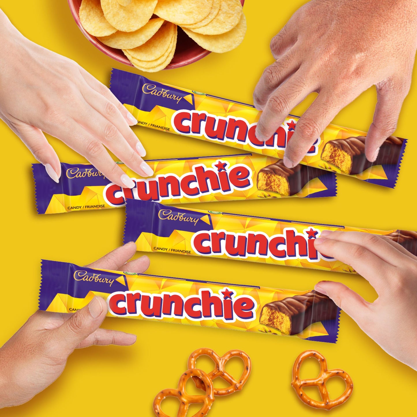 Cadbury Crunchie Chocolate Candy Bars, 4 Count, Imported From Canada