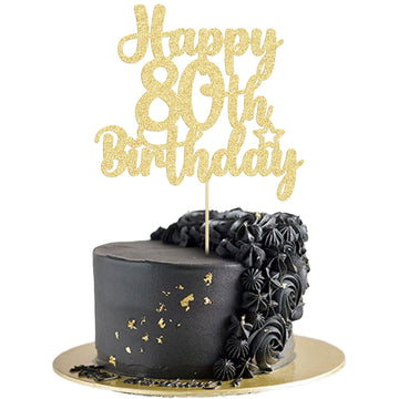 Gyufise 1Pc Happy 80Th Birthday Cake Topper Glitter Cheers To 80 Years Old Birthday Cake Pick For Happy 80Th Birthday Anniversar