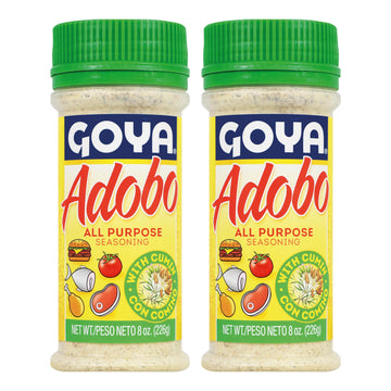 Adobo All Purpose Seasoning with Cumin by Goya, Poultry, Seafood, Meat, and Vegetable Seasoning, Fat Free and Calorie Free Latin