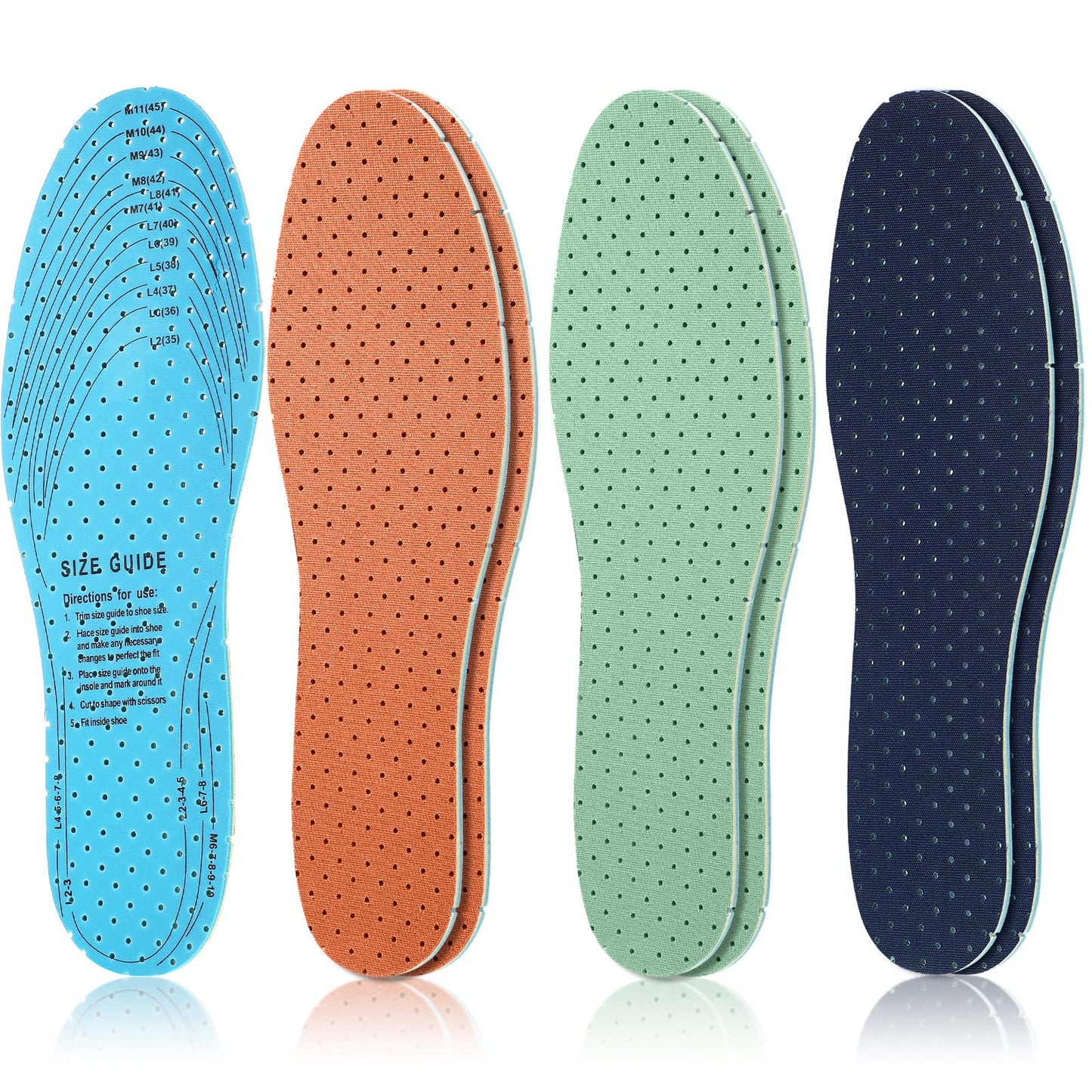 3 Pairs Breathable Shoe Insoles Inserts Ultra Soft Cushioning Walking Comfort Insoles Double Layer Latex Foam Perforated Insoles