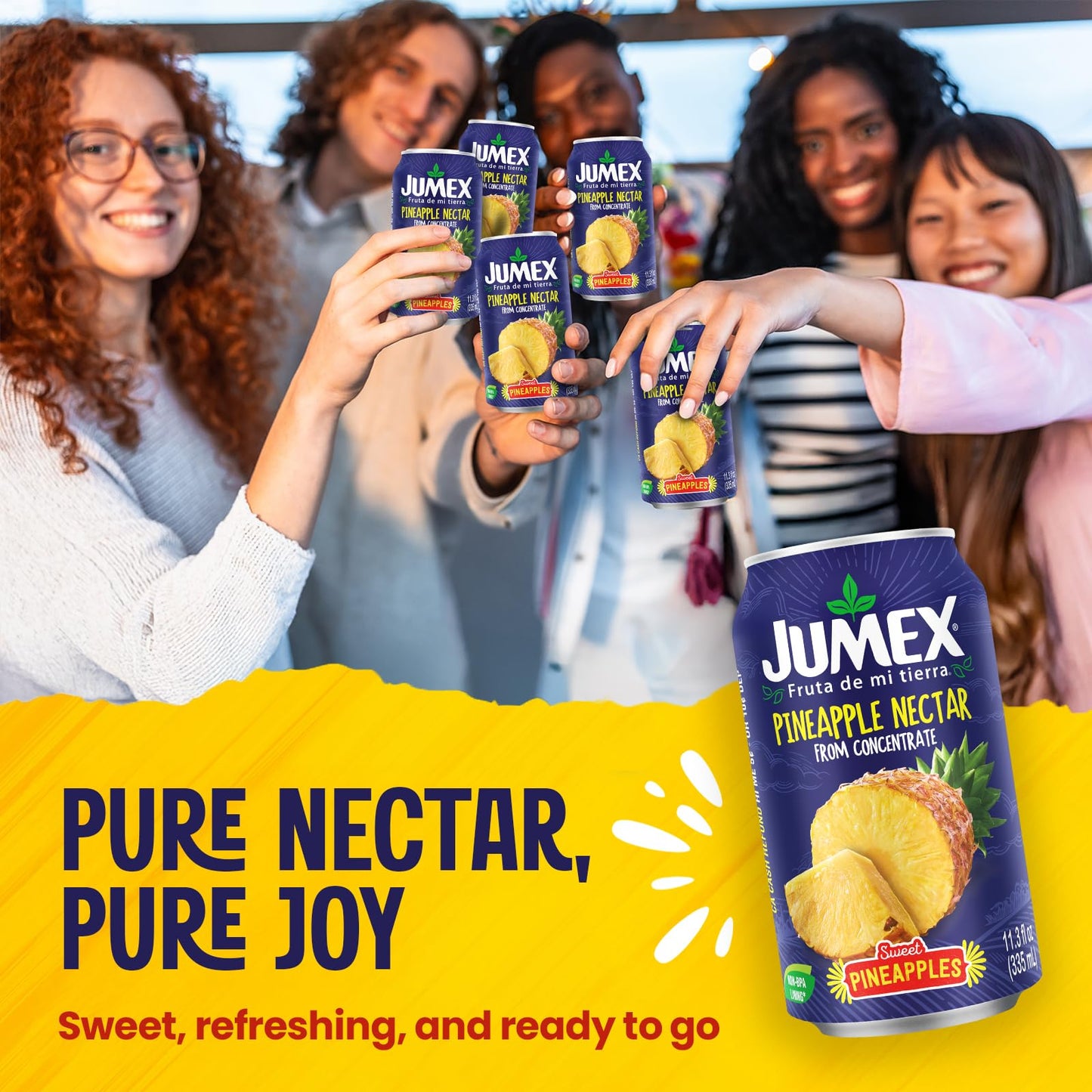 Jumex Pineapple Nectar - Recyclable Can, Non-BPA Lining, 11.3 Fl Oz, Pack of 24