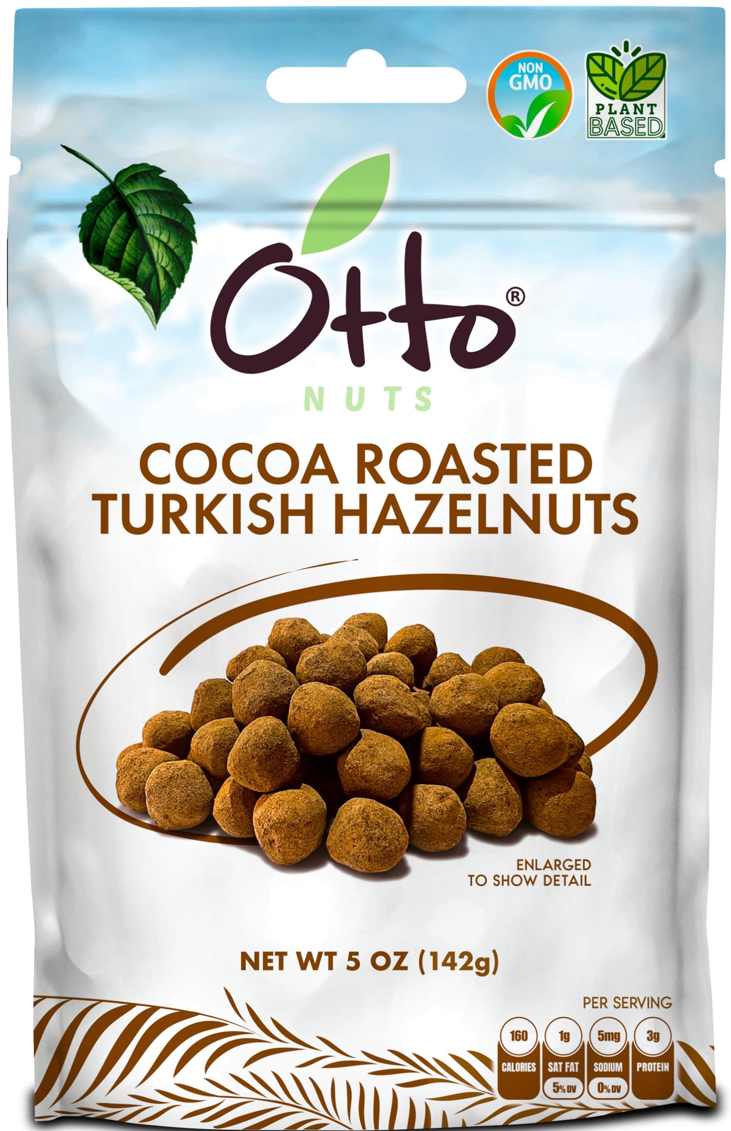 Otto Nuts - Cocoa Roasted Turkish Hazelnuts, Non-Gmo Naturally Vegan Snack, Good Source Of Protein | 5 Oz With Resealable Bag