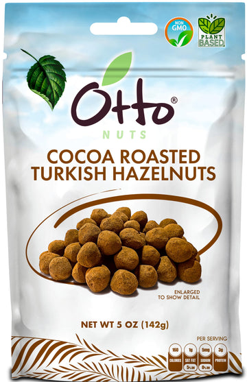 Otto Nuts - Cocoa Roasted Turkish Hazelnuts, Non-Gmo Naturally Vegan Snack, Good Source Of Protein | 5 Oz With Resealable Bag