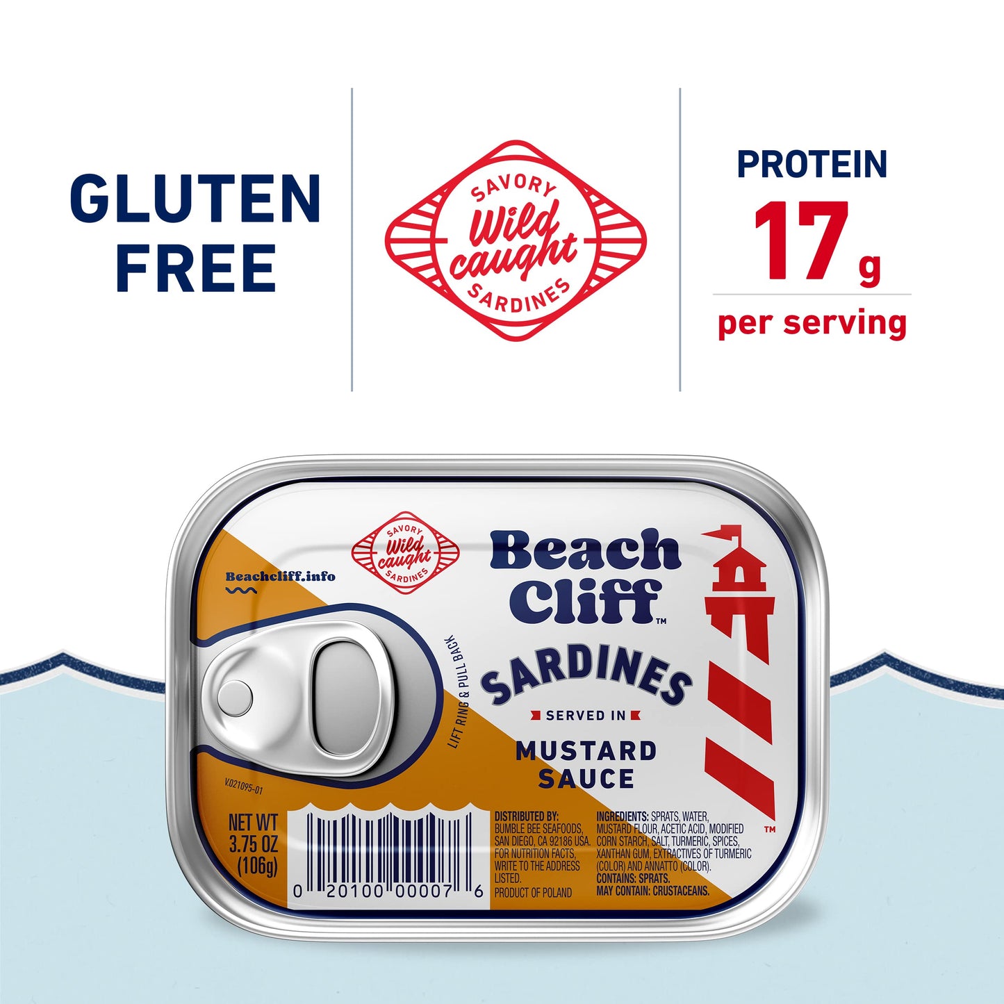 Beach Cliff Wild Caught Fish Steaks In Mustard Sauce, 3.75 Oz Can (Pack Of 12) - 17G Protein Per Serving - Gluten Free, Keto Fri
