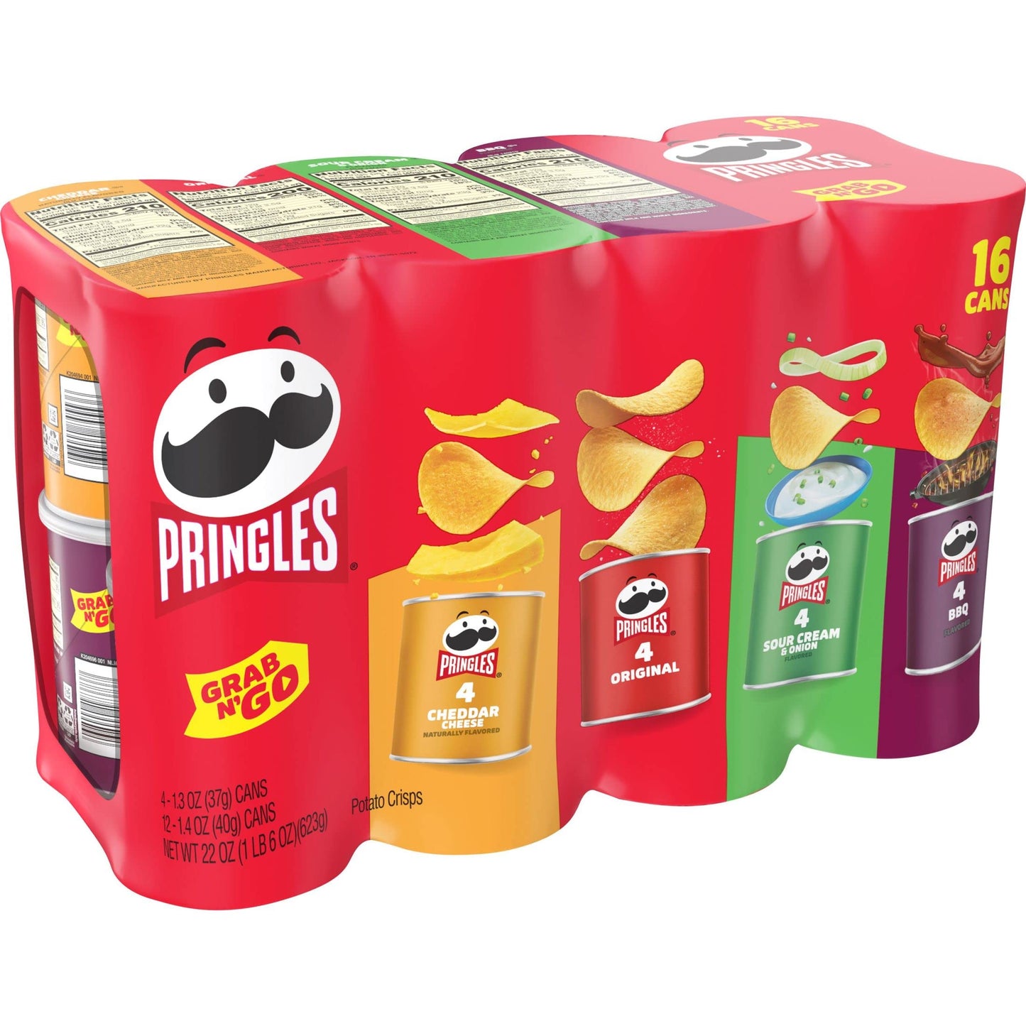Pringles Potato Crisps Chips, Lunch Snacks, Office And Kids Snacks, Grab N' Go, Variety Pack (16 Cans)