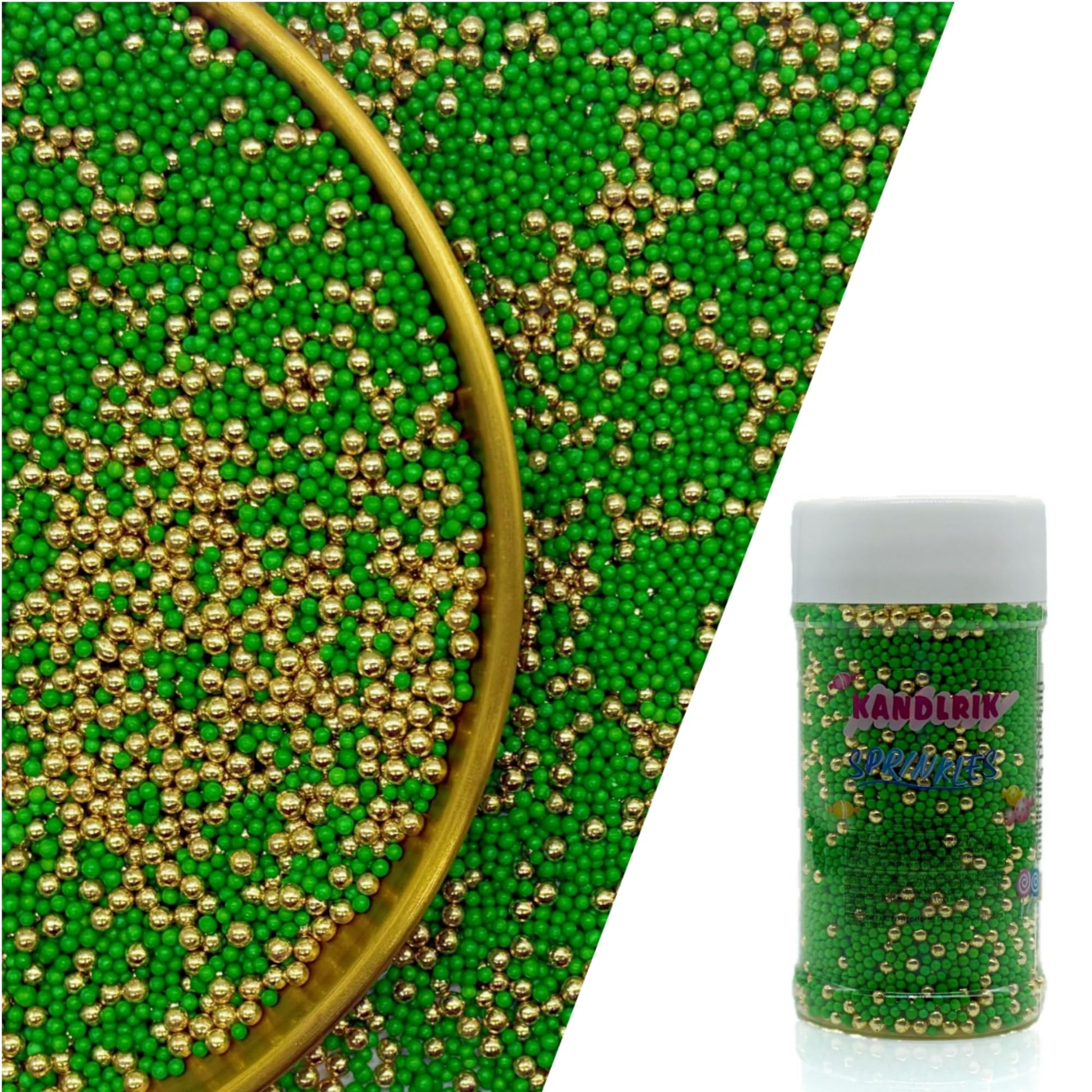 Edible Dark Green & Super Gold Sprinkles Candy 2mm Mini Pearls Cake Decorations Cupcake Toppers Cookie Decorating Perfect for We