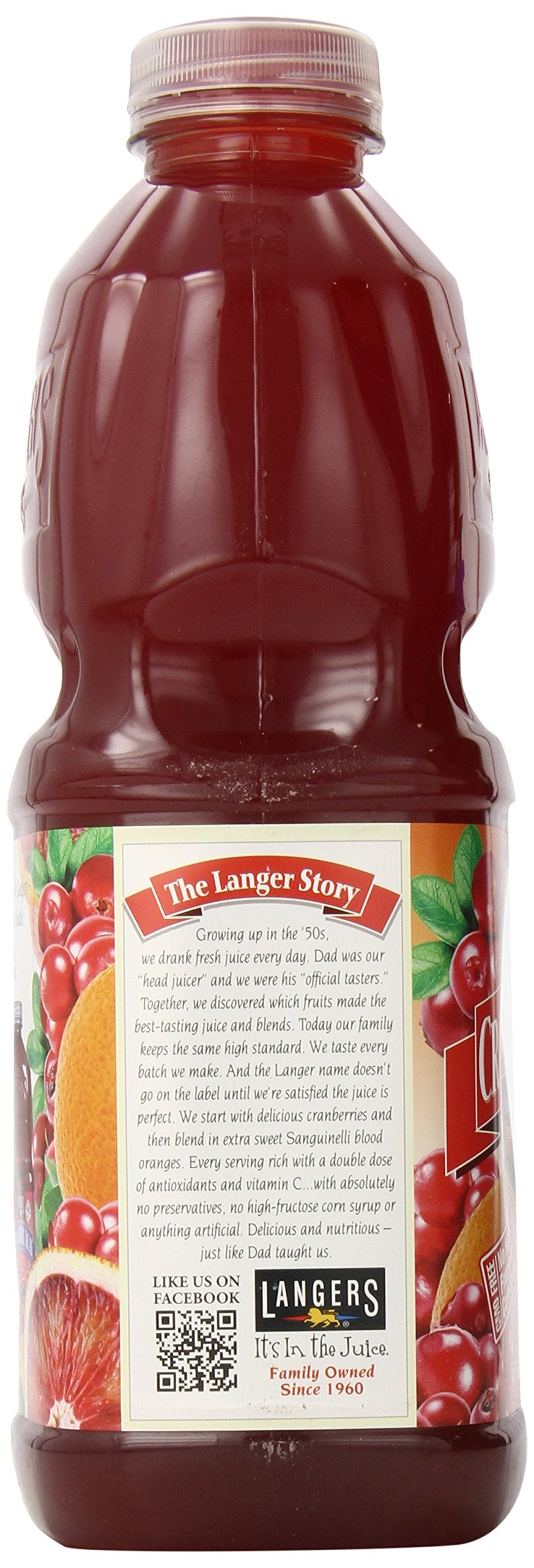 Langers Juice Cocktail, Cranberry Blood Orange, 64 Fl Oz, Pack of 8