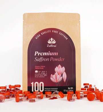 Zaffrus Premium Saffron Powder for Cooking and Drinks - 100 Count (12.5 gr / .4408 oz)