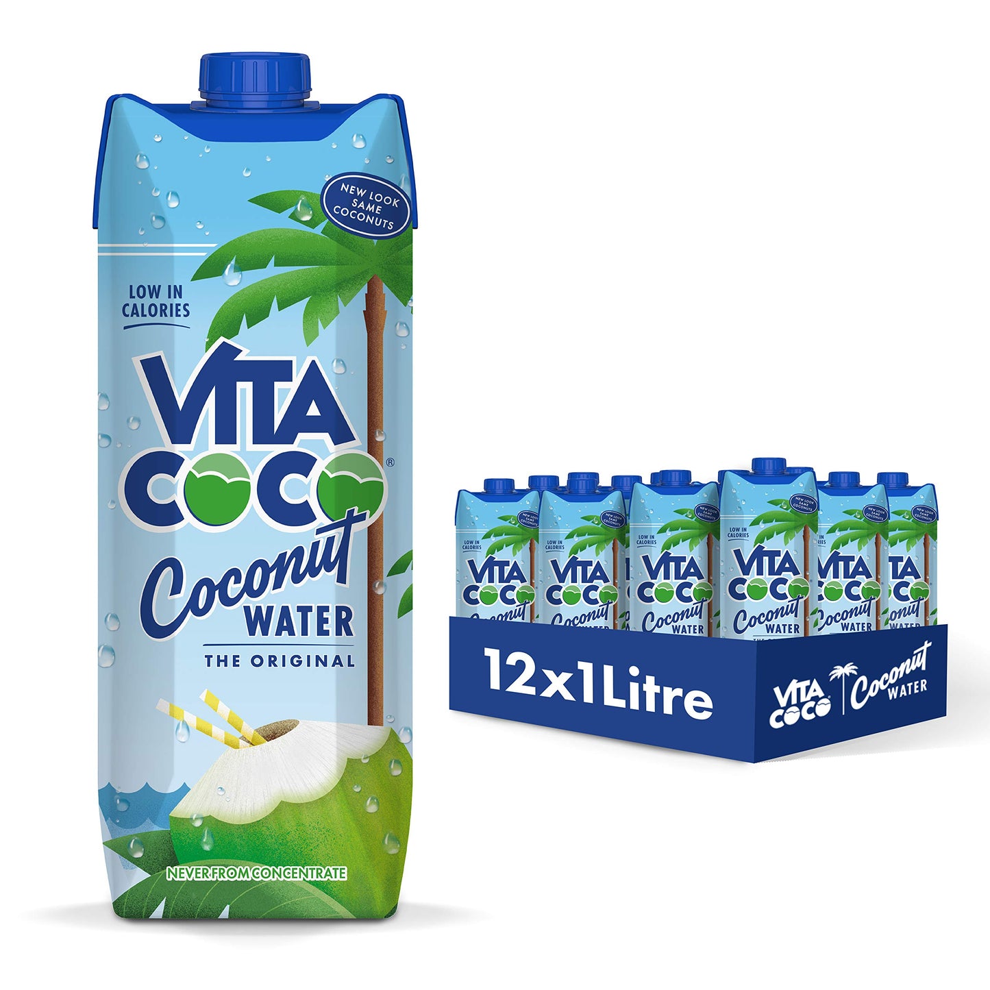 Vita Coco - Pure Coconut Water (1L x 12) - Naturally Hydrating - Packed With Electrolytes - Gluten Free - Full Of Vitamin C & Po