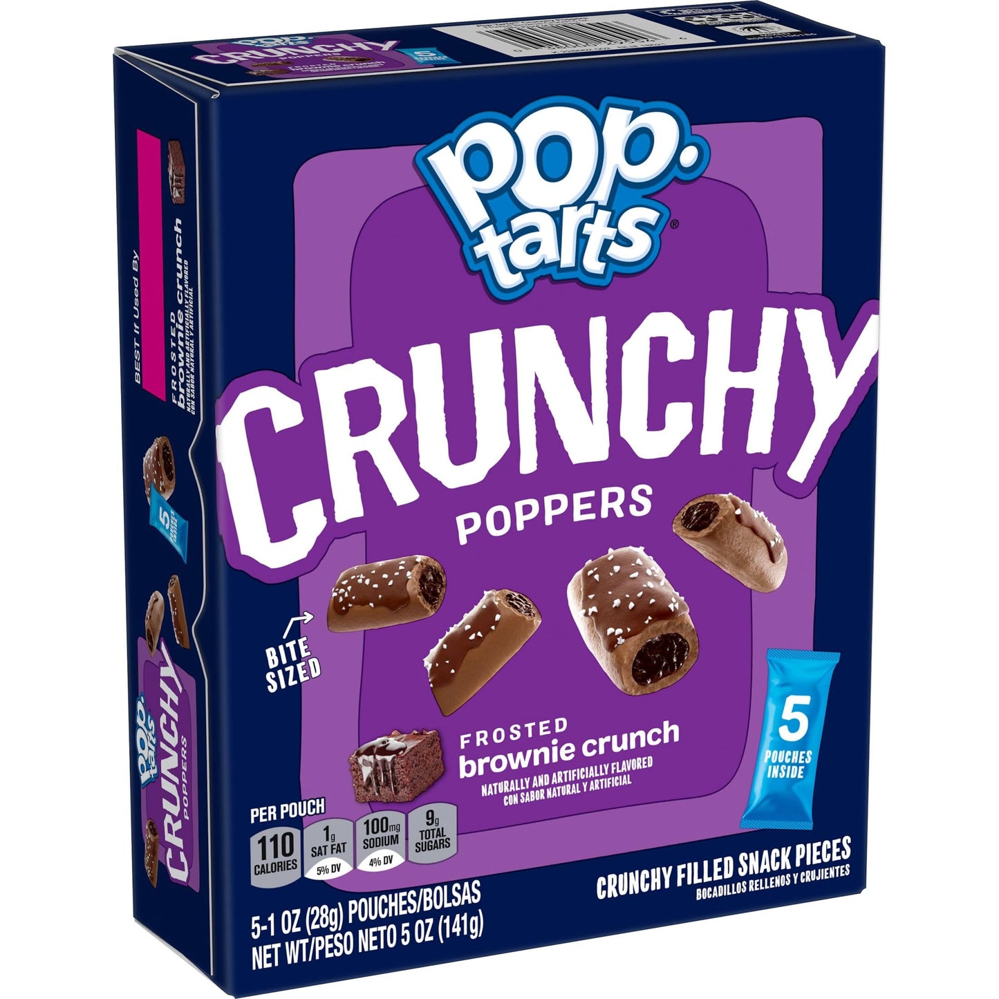 Pop-Tarts Crunchy Poppers Crunchy Filled Snack Pieces, Kids Snacks, On-the-Go, Frosted Brownie Crunch (6 Boxes, 30 Pouches)