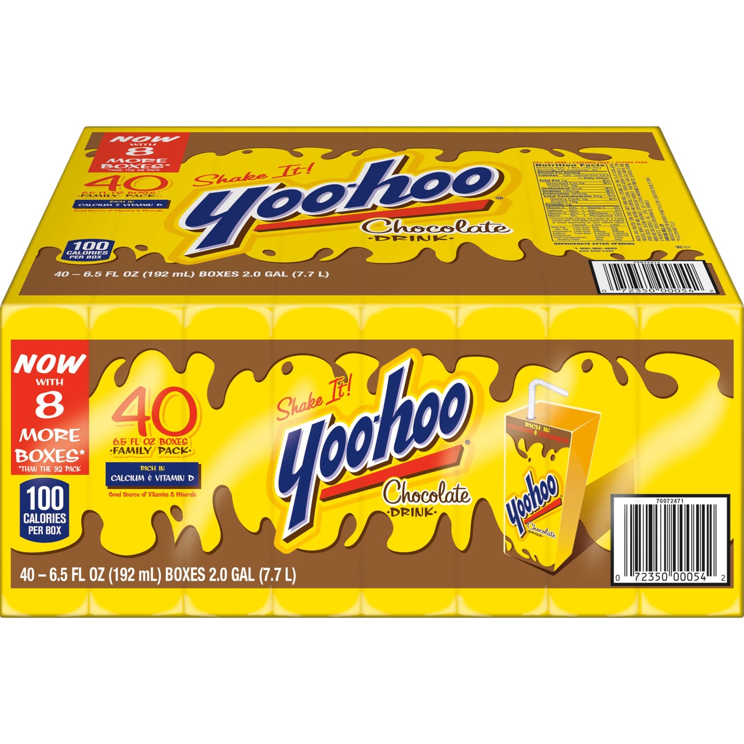 Yoo-hoo Chocolate Flavored Drink  6.5 fl oz Boxes 40 Pack  Ready to Drink  Caffeine-Free  99% Fat-Free  High in Calcium & Vitamin D
