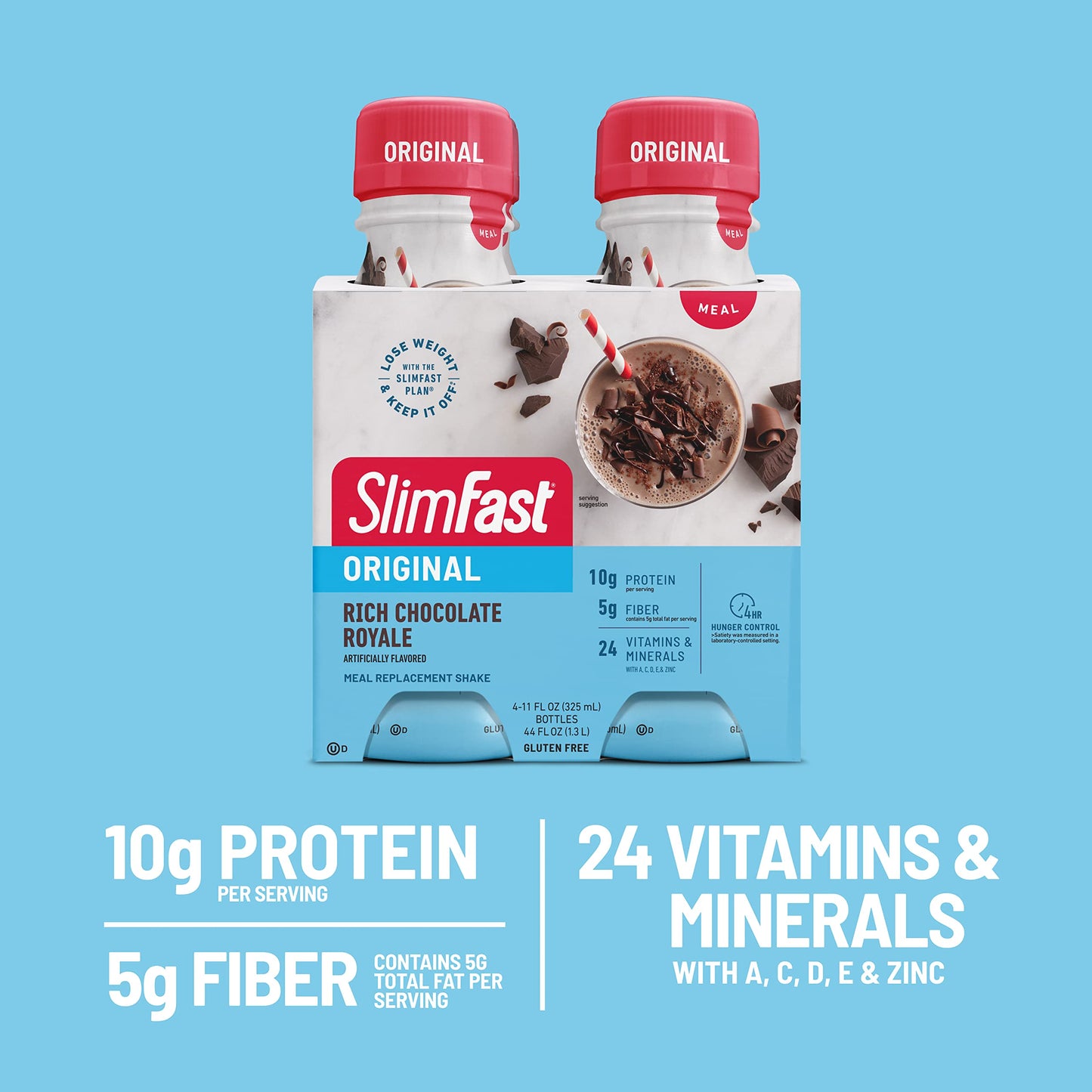 SlimFast Meal Replacement Shake, Original Rich Chocolate Royale, 10g of Ready to Drink Protein for Weight Loss, 11 Fl. Oz Bottle