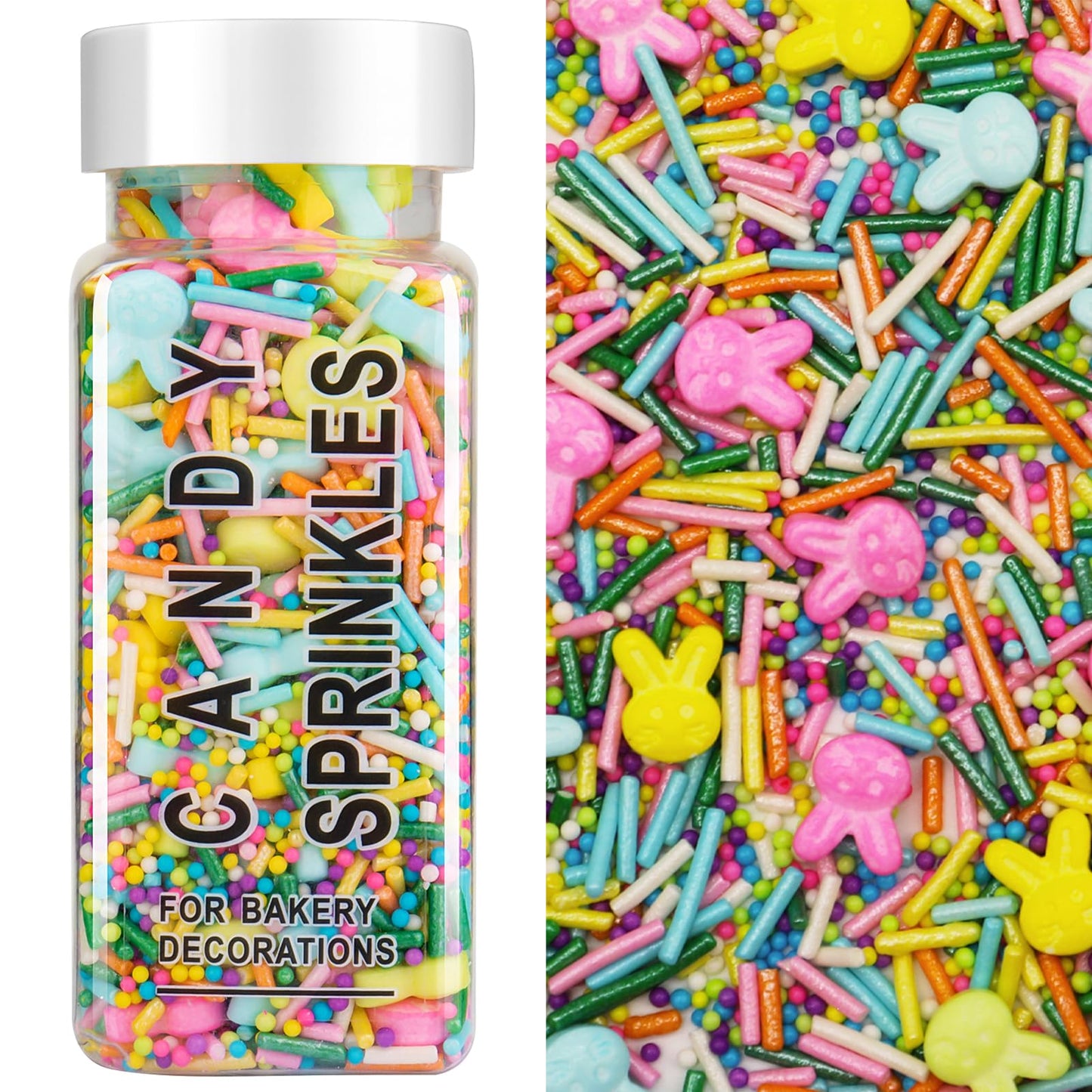 Pastel Sprinkles for Cake Decorating, 3.53oz Spring Bunny Sprinkle Mix, Edible Easter Sprinkles for Baking, Ice Cream, Cookies, 