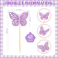 Chinco Butterfly Cupcake Toppers, 48 Pcs Double Layer, 3D Glitter, Purple, Ideal for Baby Showers, Birthdays, Weddings