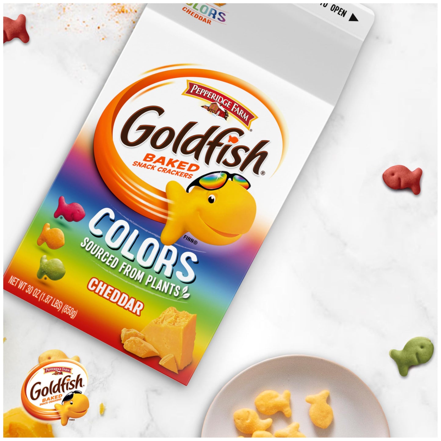 Goldfish Colors Cheddar Cheese Crackers, 27.3 oz Carton (Pack of 2)